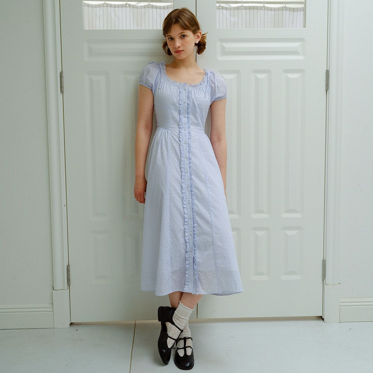 던드롭(DUNDROP) DD_Pastoral flower ruffled dress
