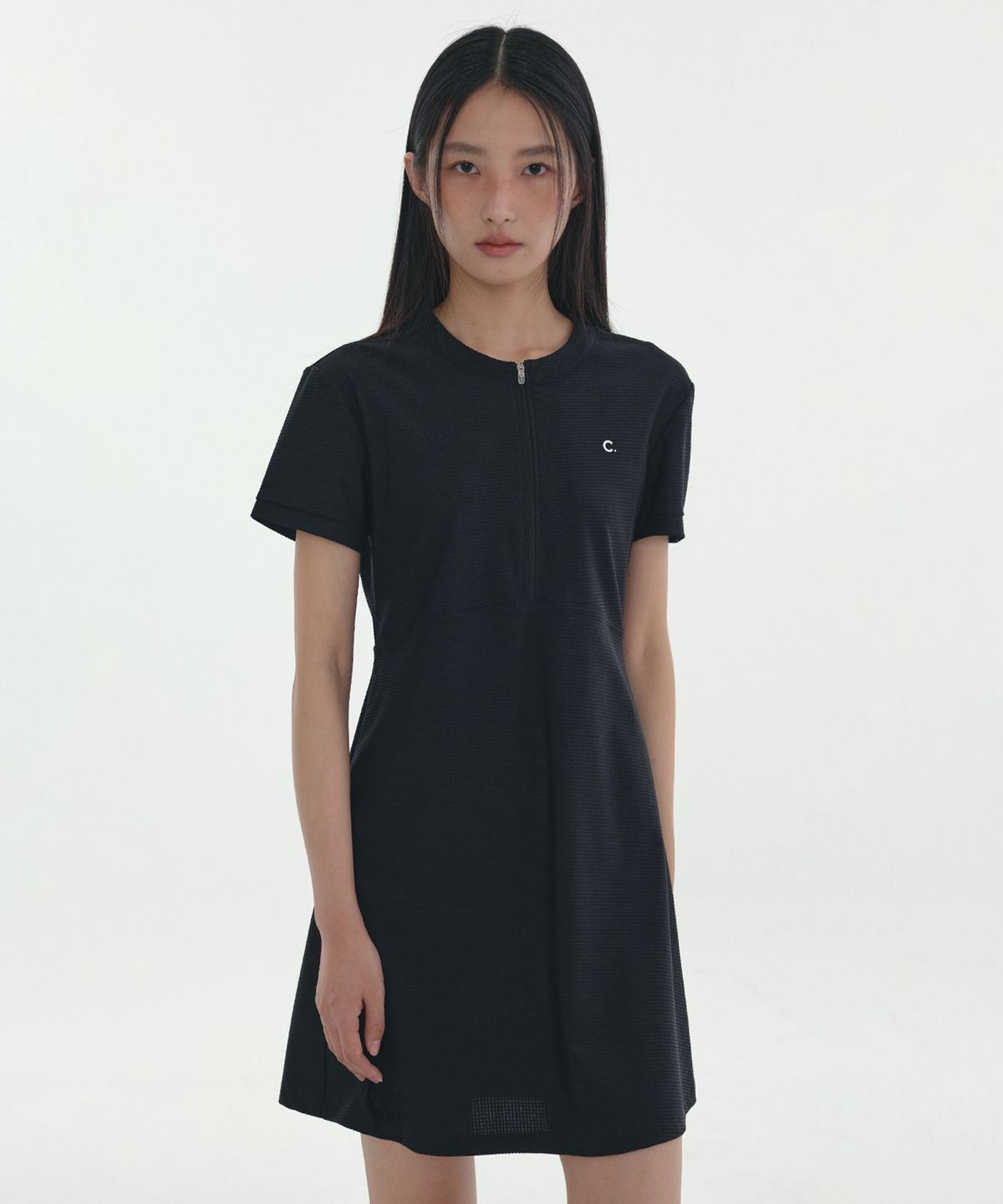 클로브(CLOVE) [24SS clove] Half Zip-Up Dress (Black)