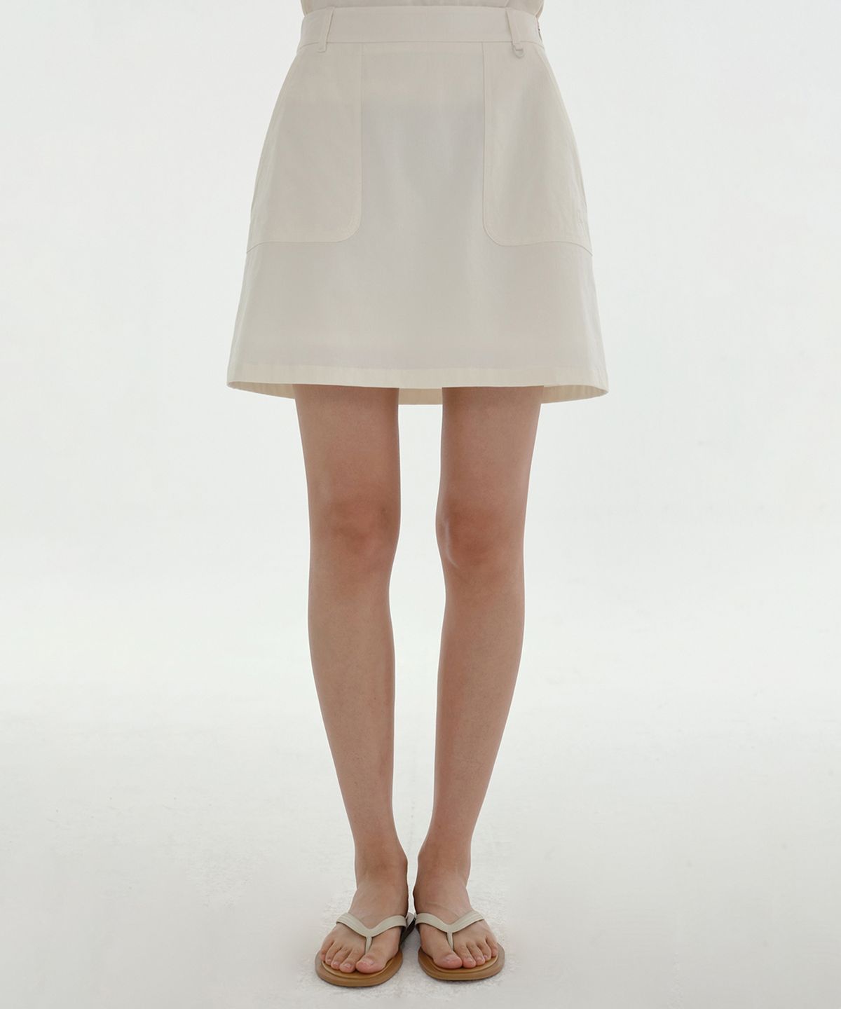 클로브(CLOVE) [24SS clove] Logo Waistband Skirt (White)