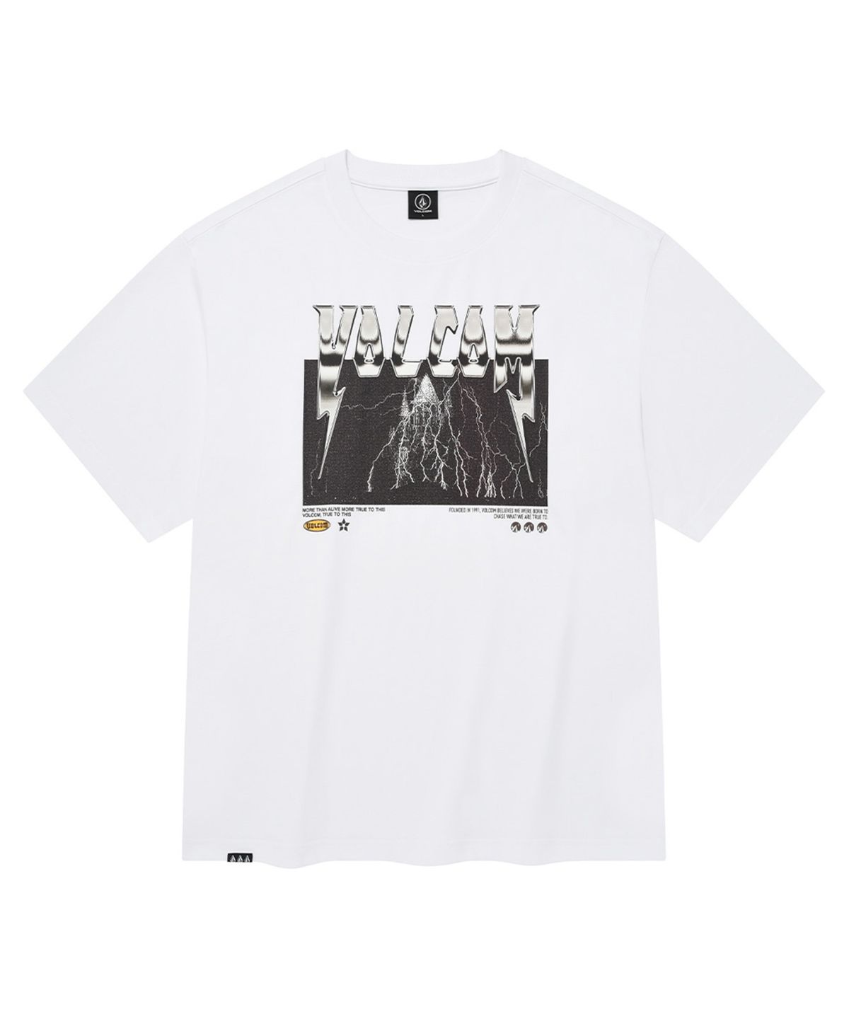 볼컴(VOLCOM) 썬더 볼컴 오버핏 반팔 티셔츠(화이트)