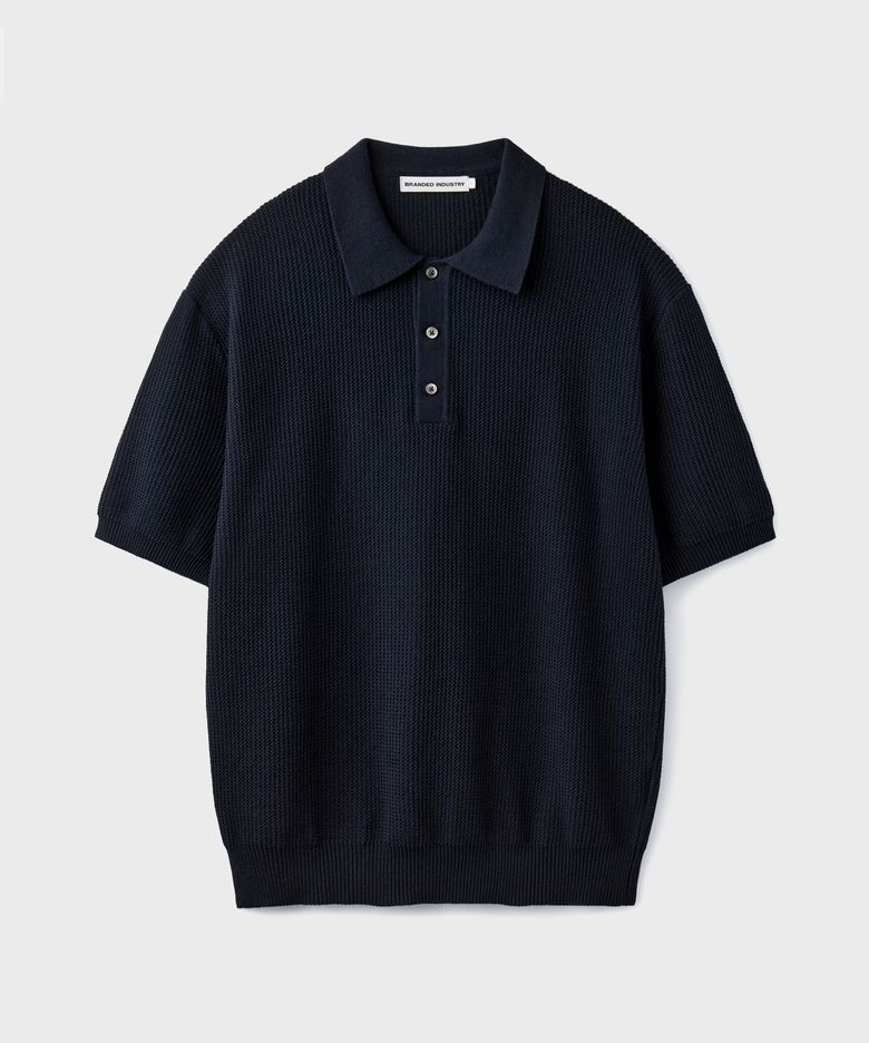 HARD TWIST HOLIDAY POLO KNIT [NAVY]
