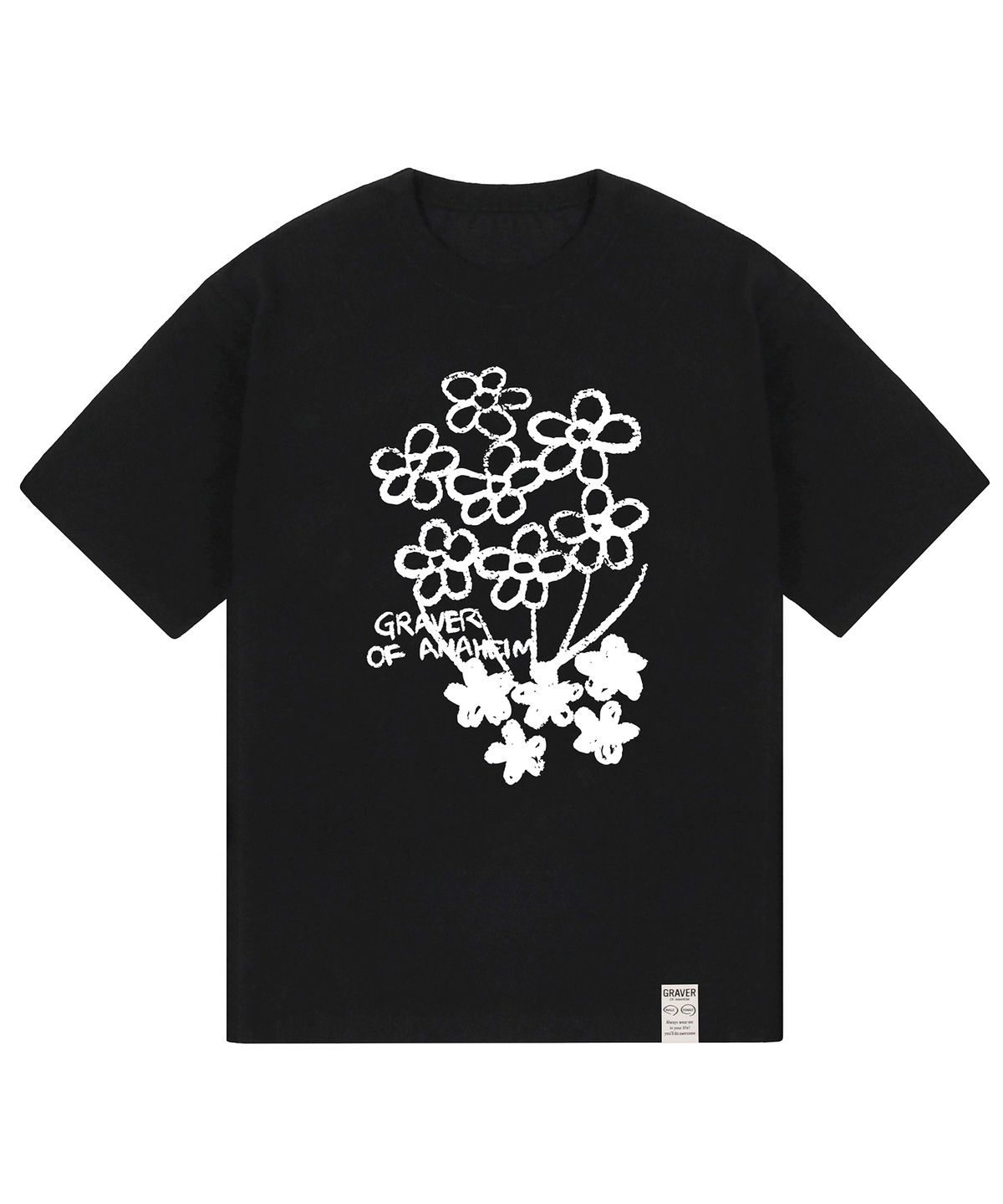 그레이버(GRAVER) [UNISEX]플라워 부케 드로잉 반팔티_블랙