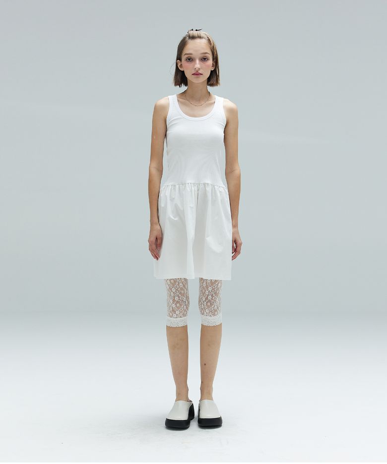 DAISY SHIRRING DRESS - WHITE