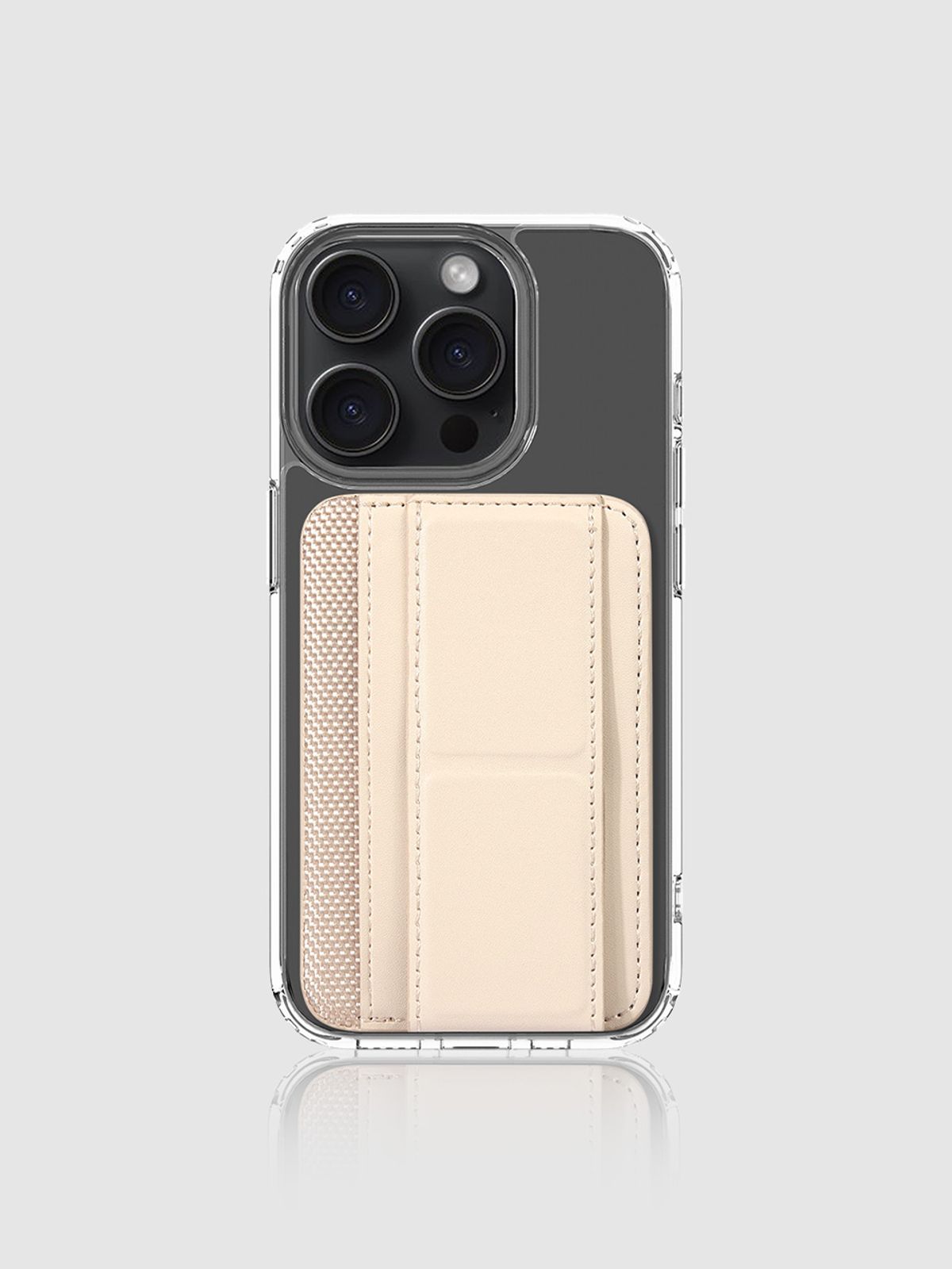 디자인스킨(DESIGNSKIN) 맥세이프 카드 지갑 - 그립스탠드/아이보리