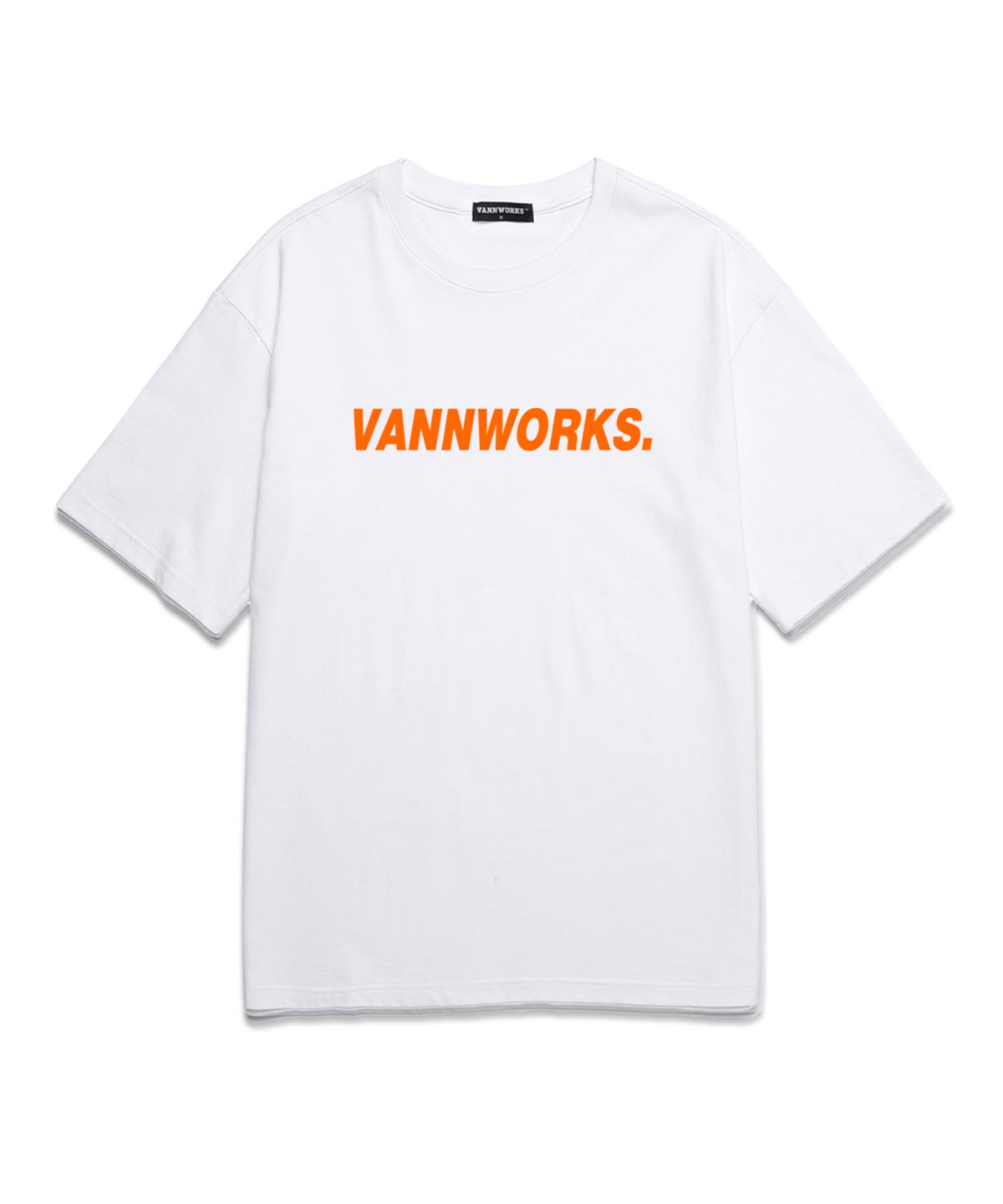밴웍스(VANNWORKS) 베이직 로고 오버핏 반팔 티셔츠 (VS0104) 화이트/오렌지