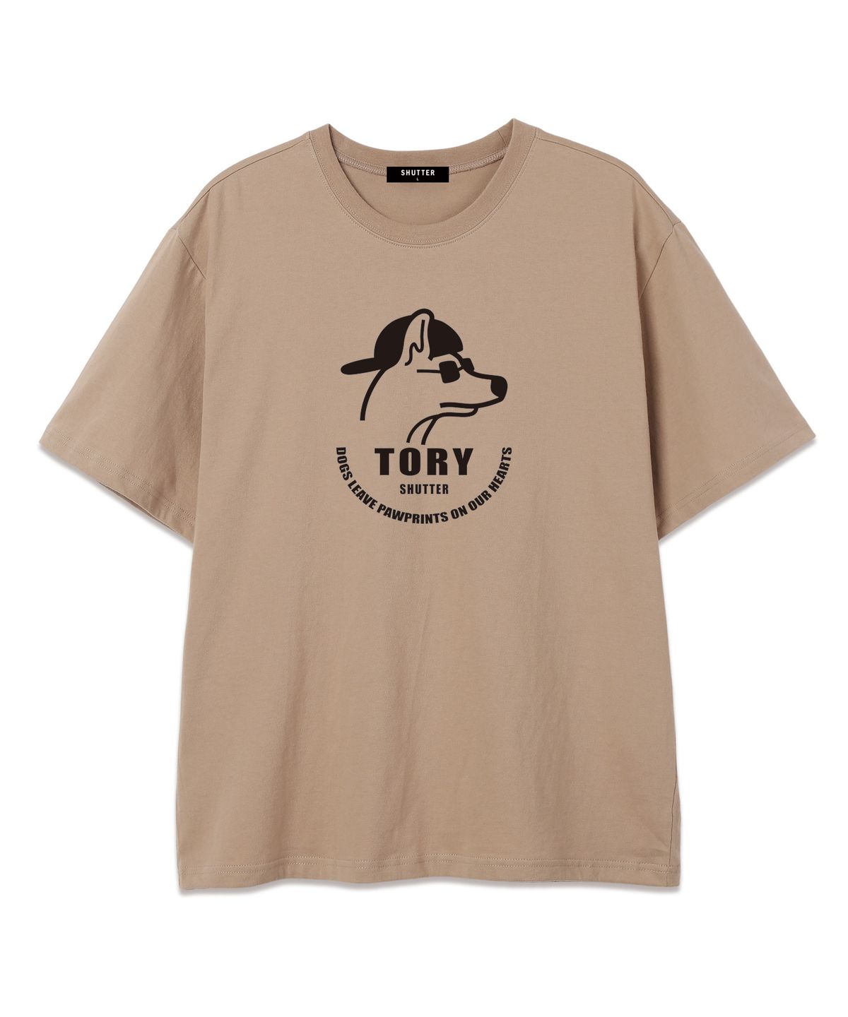 셔터(SHUTTER) TORY LOGO 오버핏 반팔 티셔츠 (SS014) 베이지/블랙