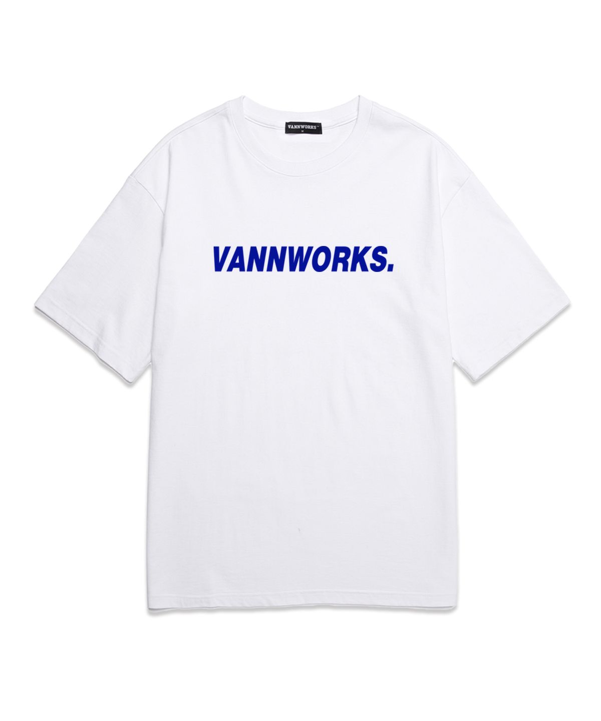 밴웍스(VANNWORKS) 베이직 로고 오버핏 반팔 티셔츠 (VS0104) 화이트/블루