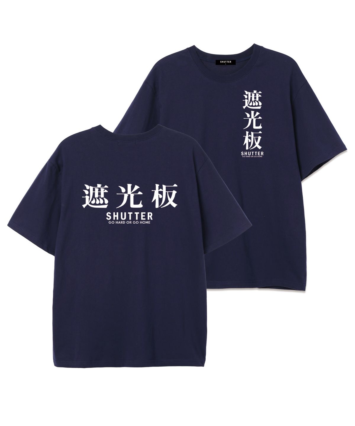 셔터(SHUTTER) TEXT LOGO VER.2 오버핏 반팔 티셔츠 (SS025) 네이비