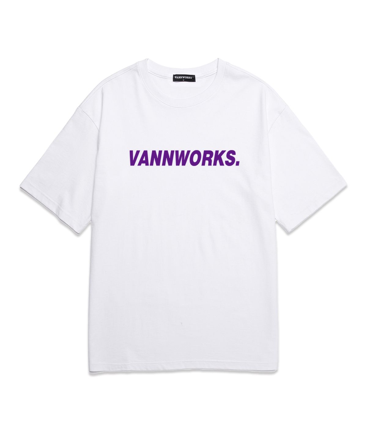 밴웍스(VANNWORKS) 베이직 로고 오버핏 반팔 티셔츠 (VS0104) 화이트/퍼플
