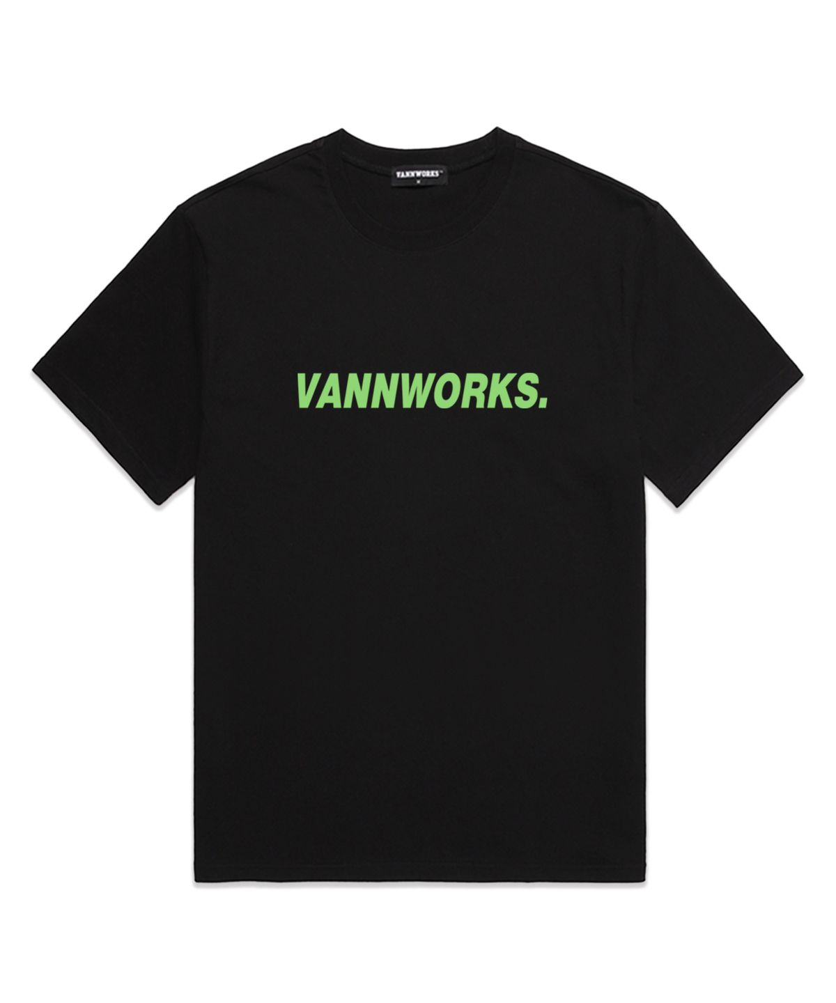 밴웍스(VANNWORKS) 베이직 로고 오버핏 반팔 티셔츠 (VS0104) 블랙/라임