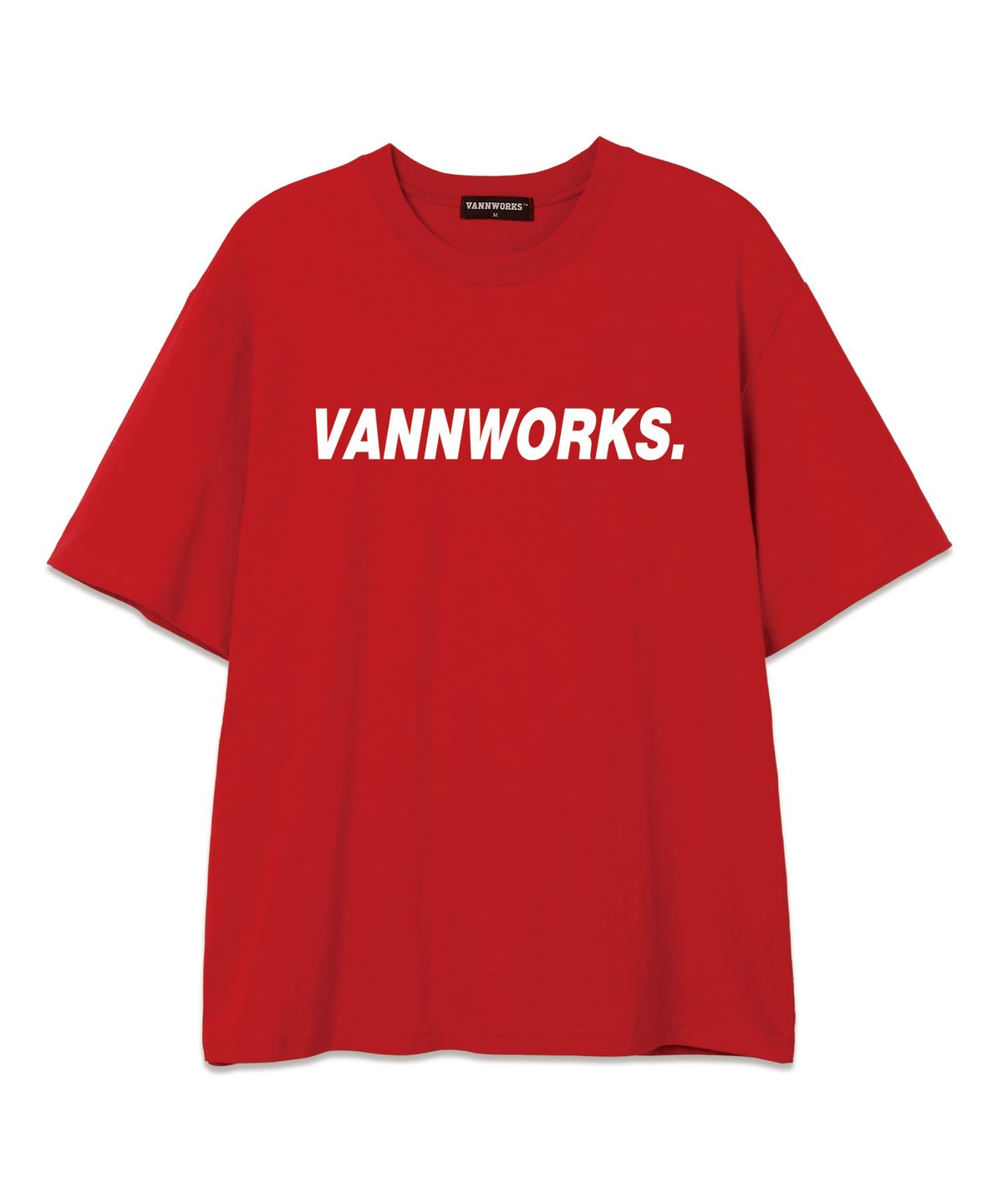밴웍스(VANNWORKS) 베이직 로고 VER.2 오버핏 반팔 티셔츠 (VS0105) 레드/화이트