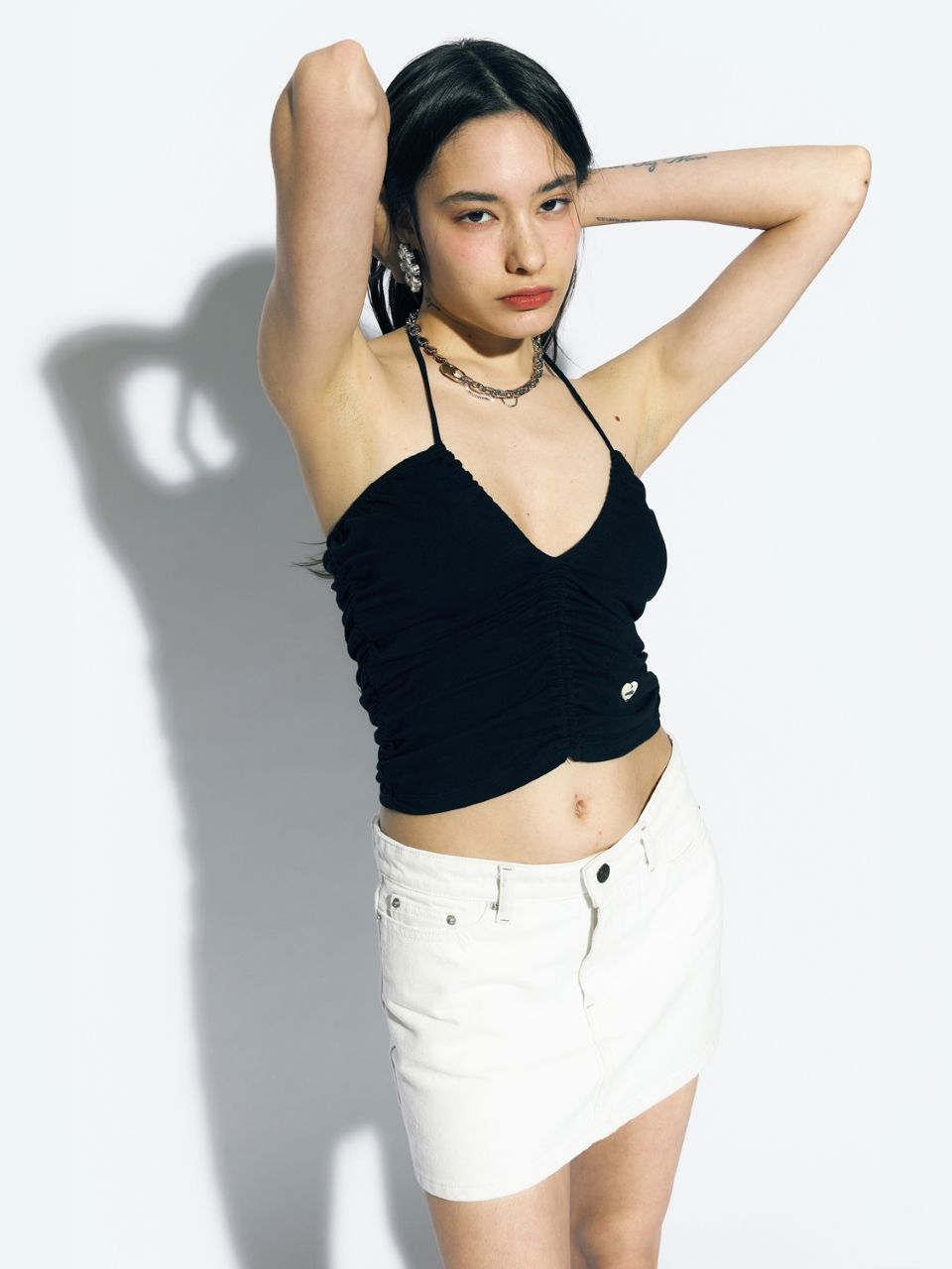 MUSINSA | ASIF CALIE SHIRRING RIBBON TUBE TOP BLACK