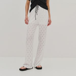 레이스 부츠컷 밴딩팬츠-화이트