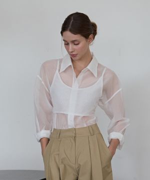 시스루 나일론 셔츠-화이트