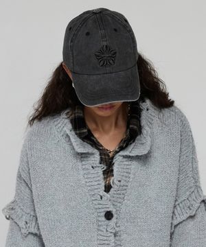 [런웨이] 무궁 자수 피그먼트 볼캡_차콜