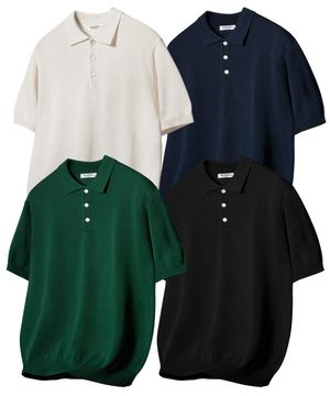 워셔블 쿨 코튼 반팔 카라 니트 4COLOR