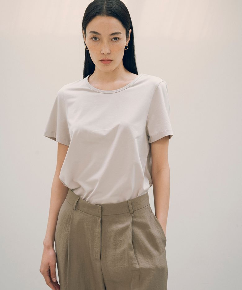 SITP5154 실켓 루즈핏 U넥 반팔티_Light gray