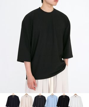 오버핏 무지7부 링클프리 반팔티셔츠