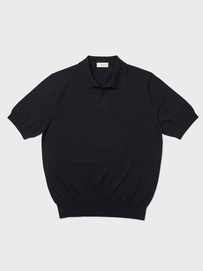 24SS Essential open collar knit Black