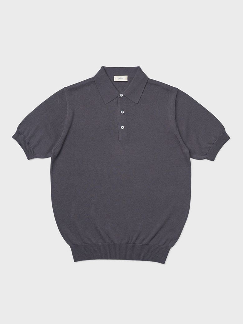 24SS Linen like polo knit Gray