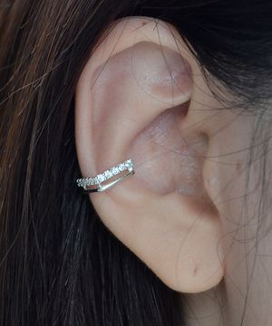 925실버 사각큐빅 이어커프 귀걸이 지나/ Zinna