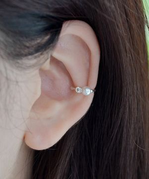 925실버  진주 큐빅 링이어커프 수지/ Suzie