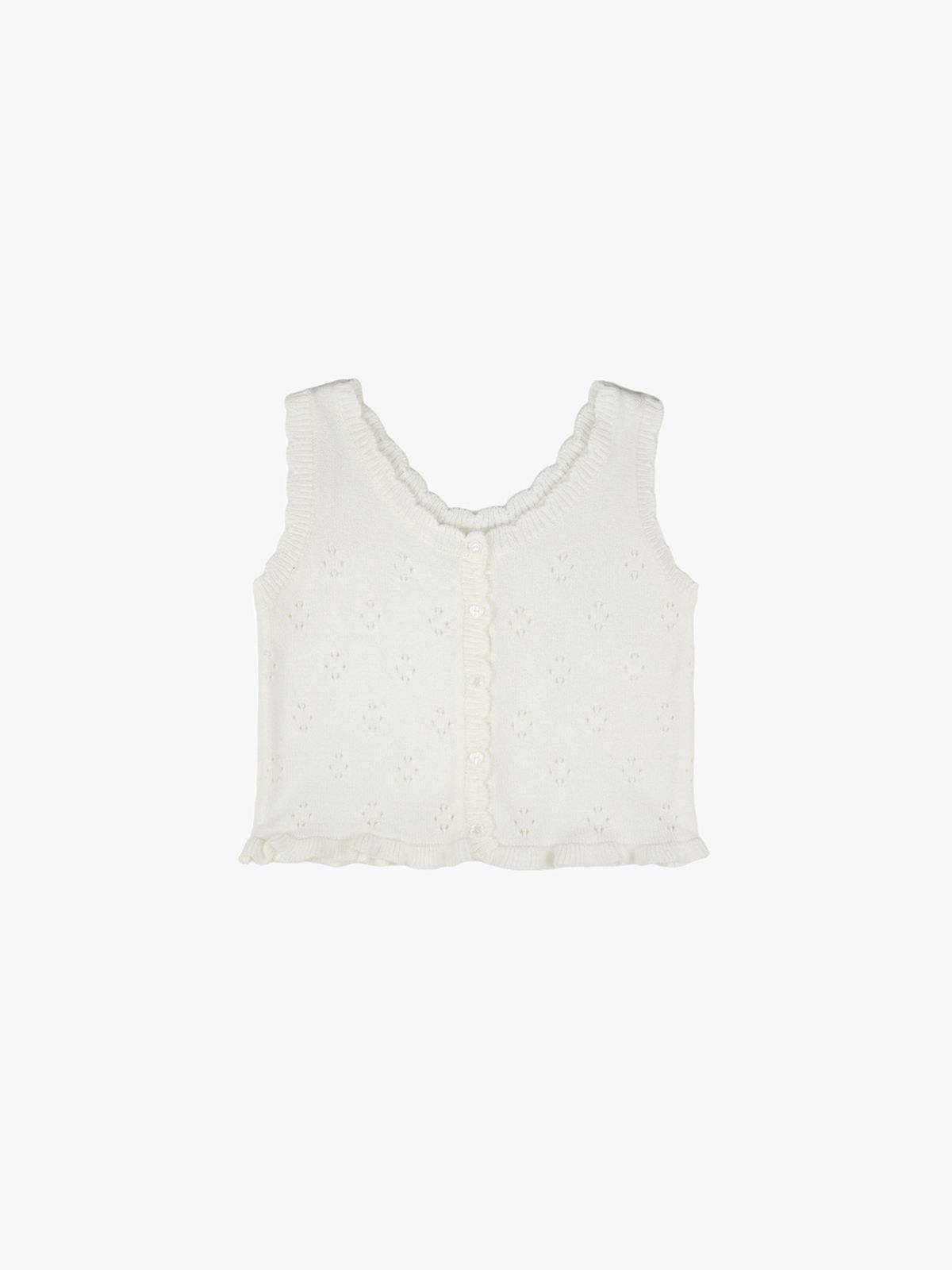 핑크파인애플(PINK PINEAPPLE) FRILL PUNCHING KNIT VEST_IVORY