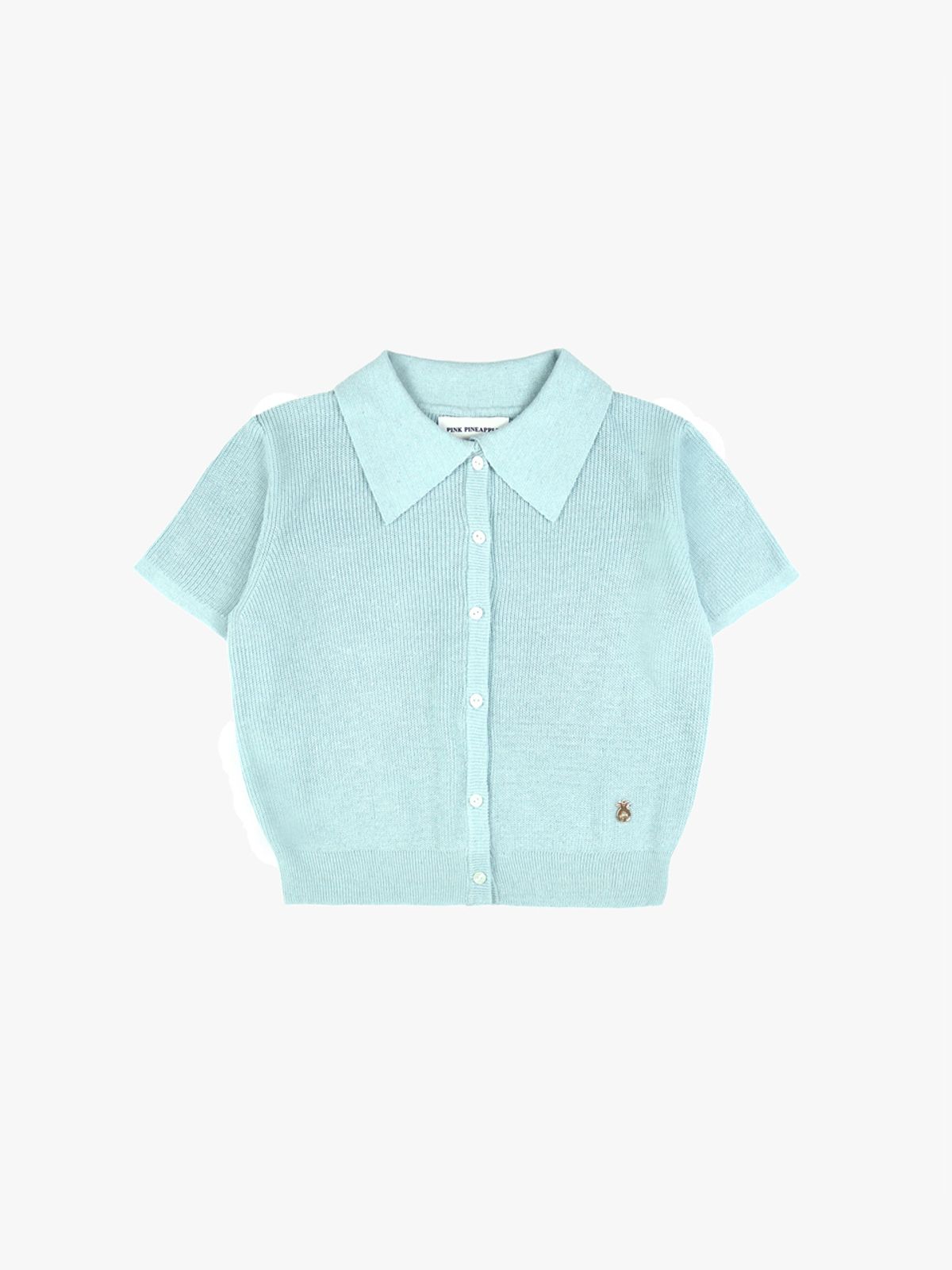 핑크파인애플(PINK PINEAPPLE) TIDY COLLAR KNIT CARDIGAN_SKY BLUE