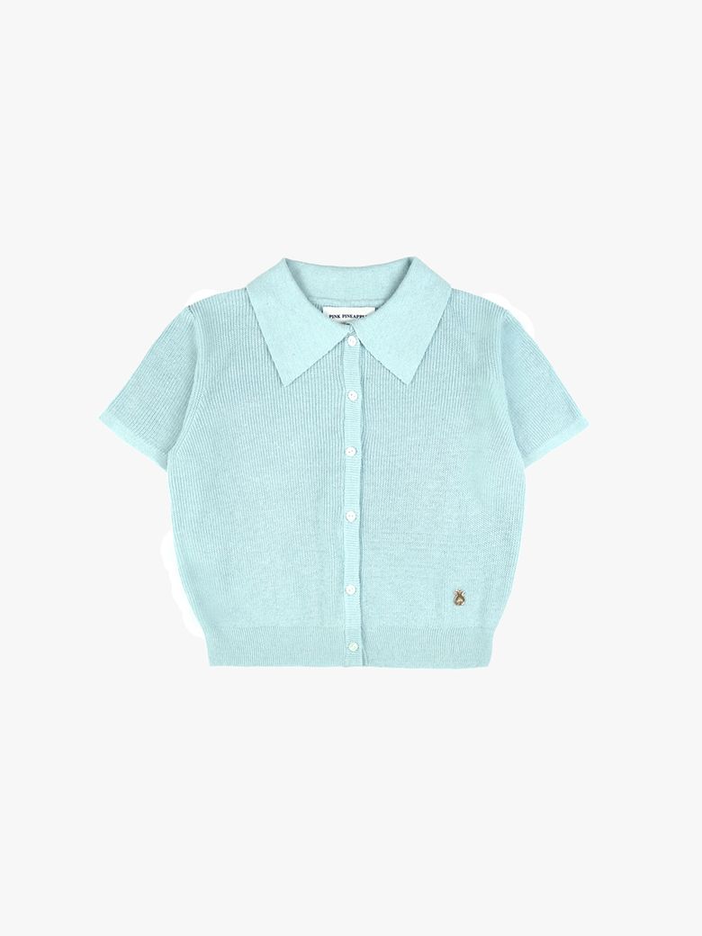TIDY COLLAR KNIT CARDIGAN_SKY BLUE