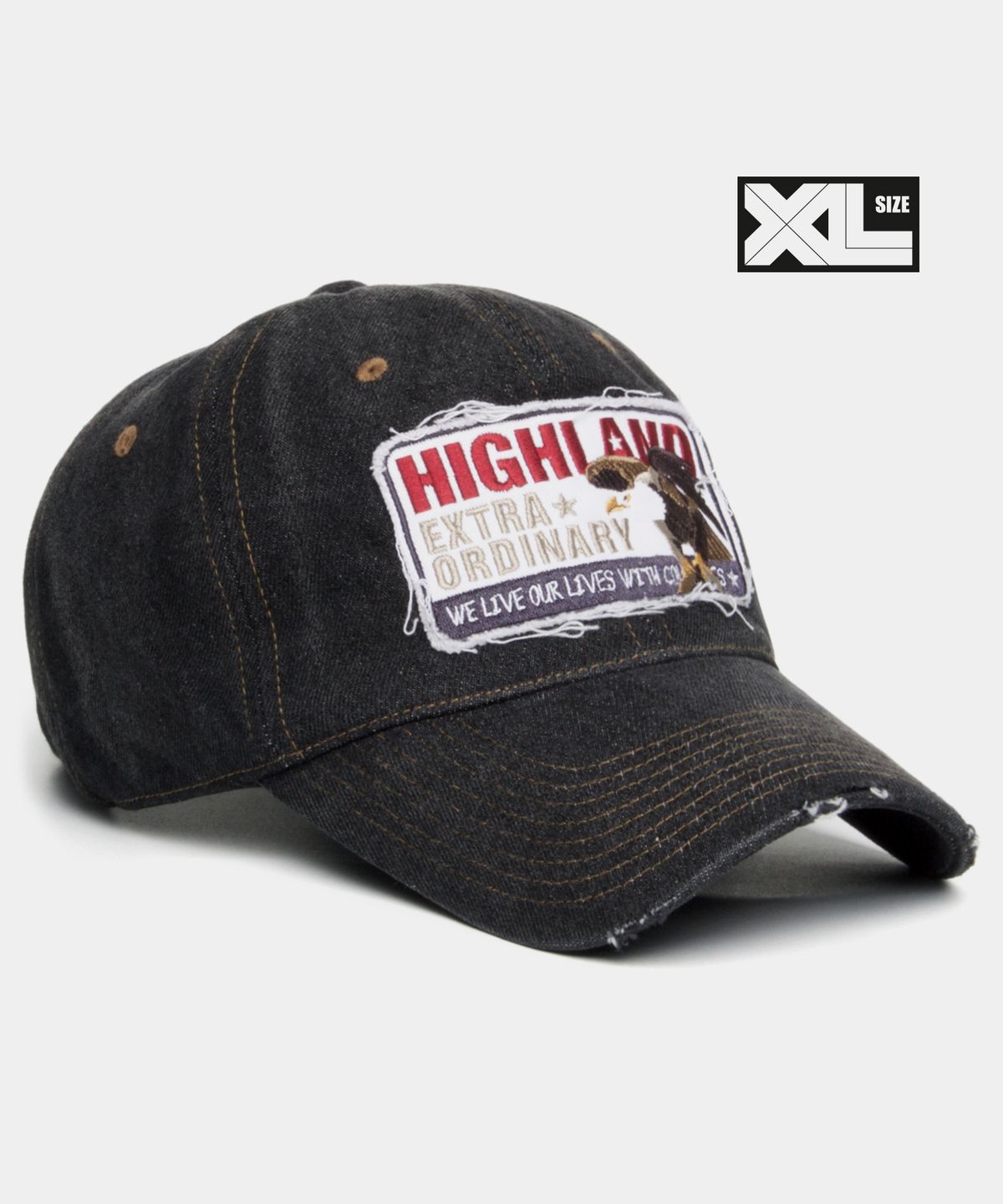 플래토(PLATEAU) 빅사이즈 워싱 볼캡 XL HIGH EA DENIM CAP BLACK