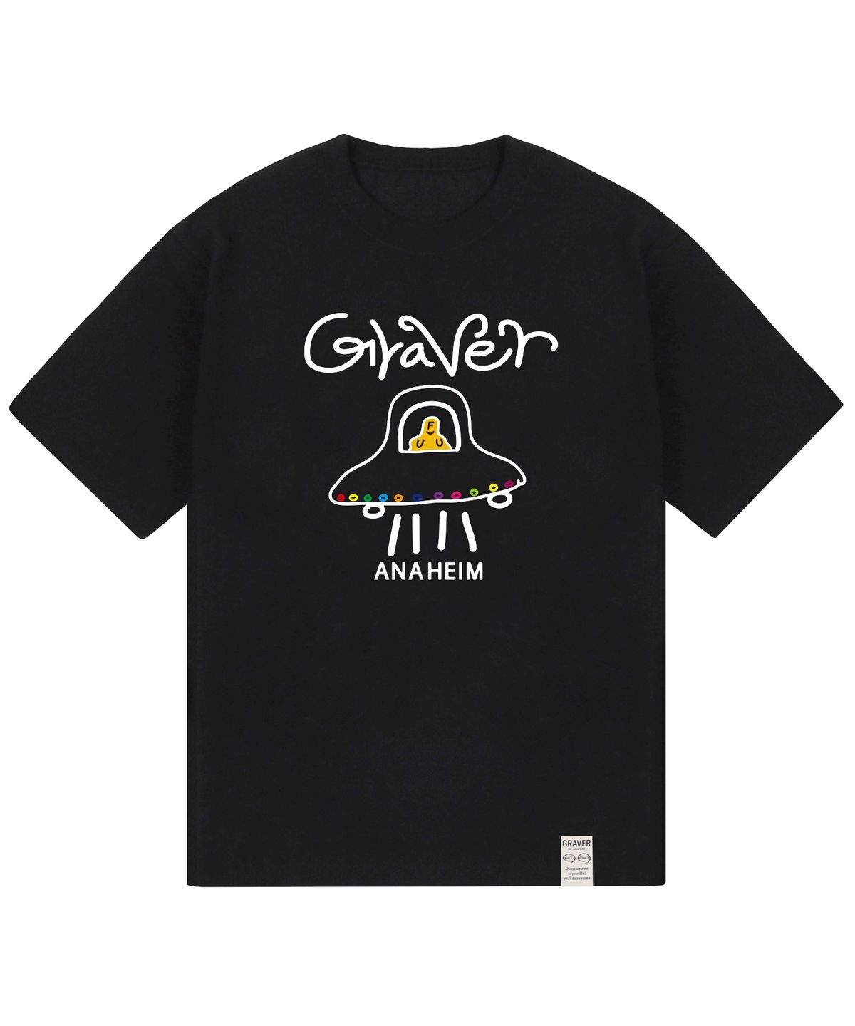 그레이버(GRAVER) [UNISEX]UFO 스마일 반팔티_블랙