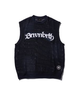 SQUARE MESH SLEEVELESS - BLACK