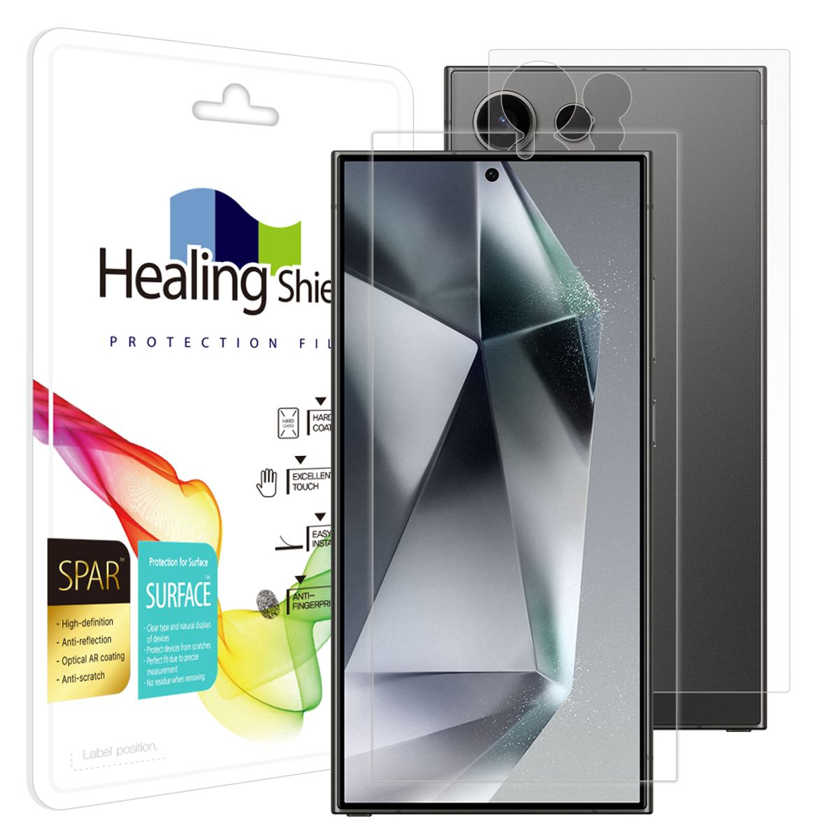 힐링쉴드(HEALINGSHIELD) [1pack]갤럭시S24 울트라 슈페리어 AR 고화질 액정보호필름 1매 후면1매