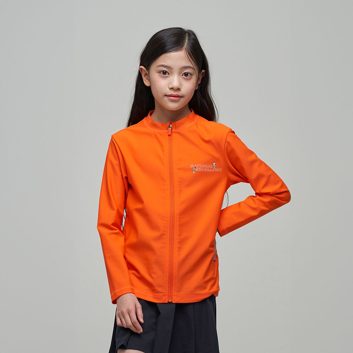 내셔널지오그래픽 키즈(NATIONAL GEOGRAPHIC KIDS) K242URG620 그래픽 래쉬가드 풀집업-1 ORANGE