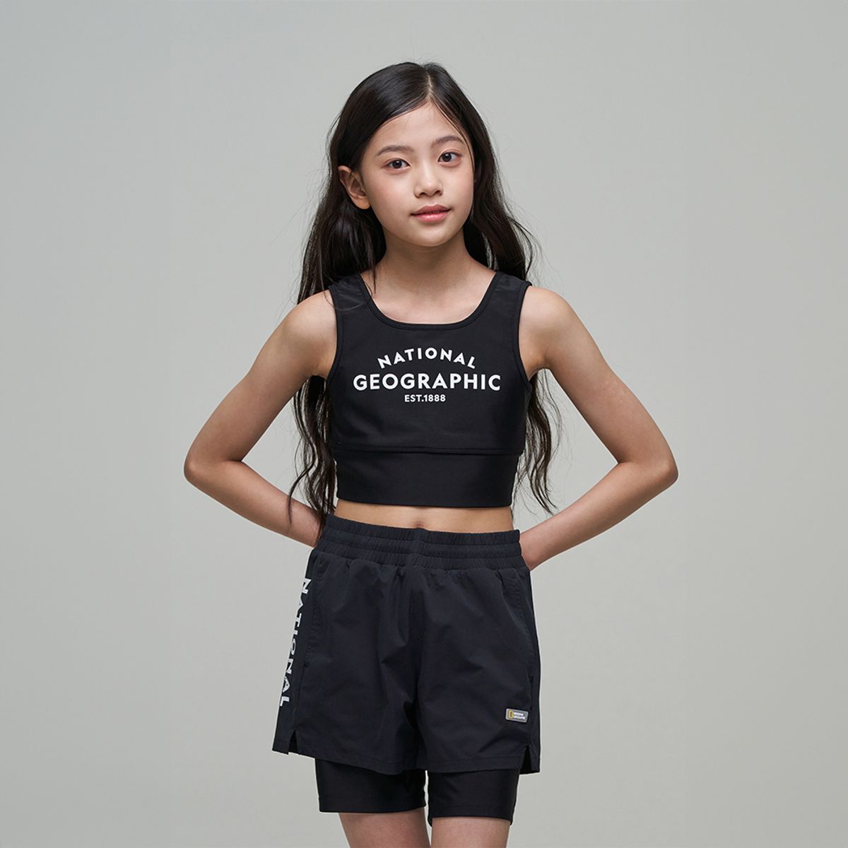 내셔널지오그래픽 키즈(NATIONAL GEOGRAPHIC KIDS) K242GRG630 여아 이너탑 CARBONBLACK