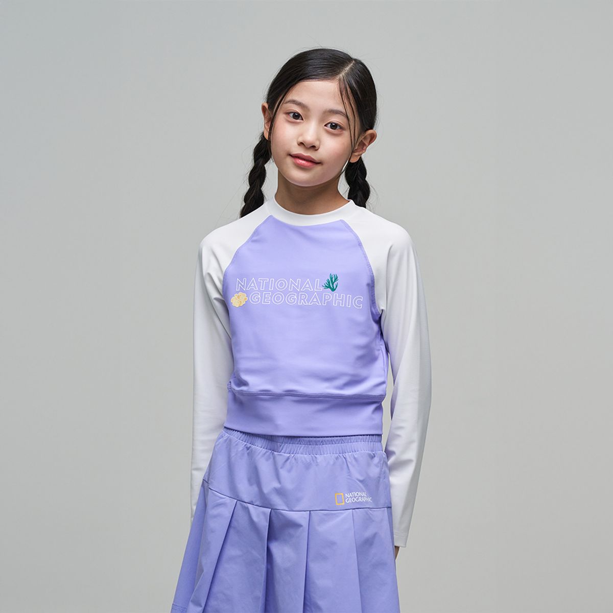내셔널지오그래픽 키즈(NATIONAL GEOGRAPHIC KIDS) K242GRG620 여아 크롭 래쉬가드 LAVENDER