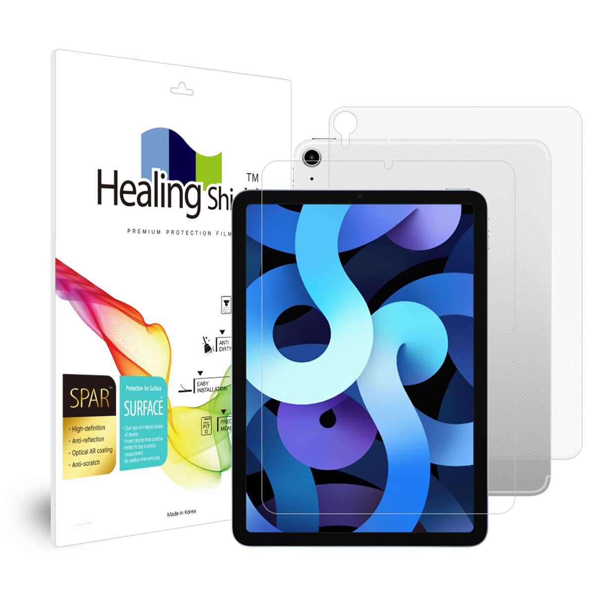 힐링쉴드(HEALINGSHIELD) [1pack]아이패드 에어 4세대 10.9 슈페리어 AR 고화질 액정보호필름1매 후면1매