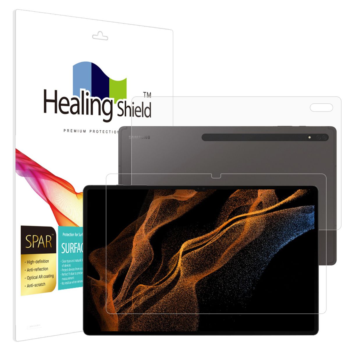 힐링쉴드(HEALINGSHIELD) [1pack]갤럭시탭S8울트라 슈페리어 AR 고화질 액정보호필름1매 후면1매