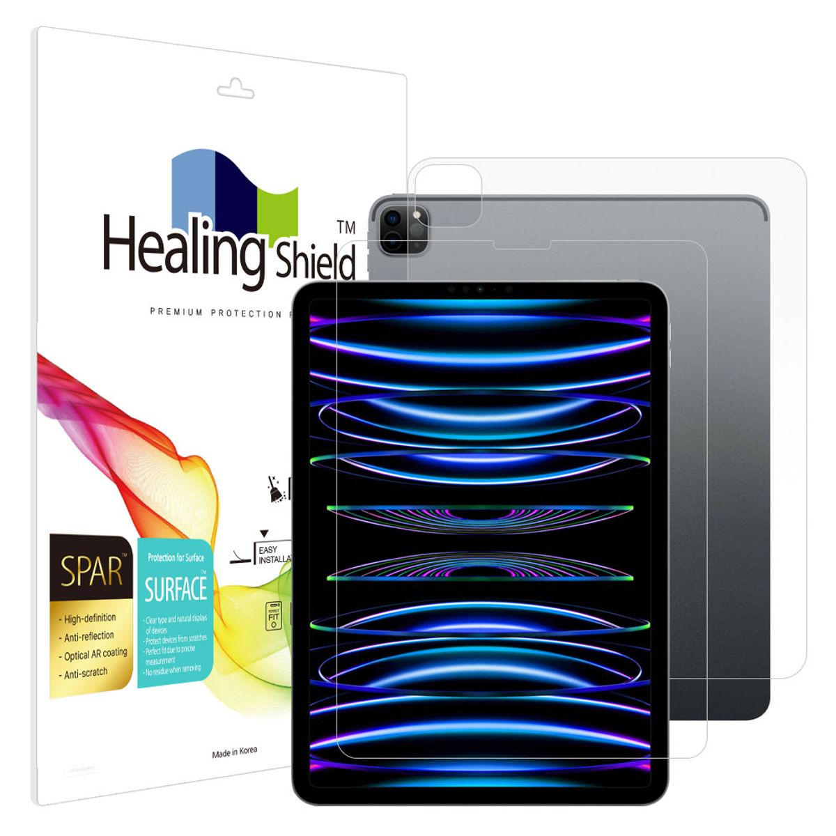 힐링쉴드(HEALINGSHIELD) [1pack]아이패드 프로 6세대 5세대 4세대 11 슈페리어 AR 고화질 액정보호필름1매 후면1매