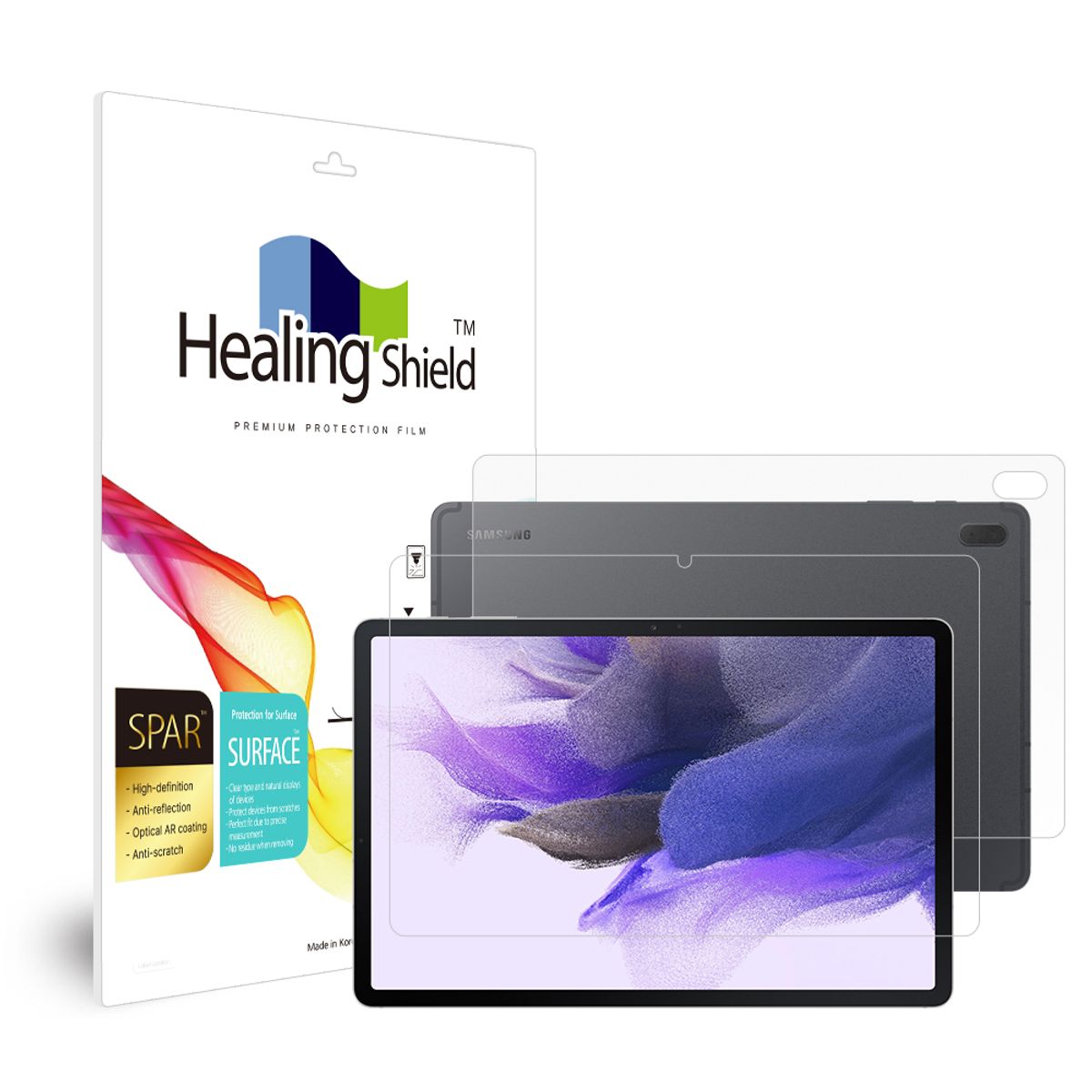 힐링쉴드(HEALINGSHIELD) [1pack]갤럭시탭S7 FE 슈페리어 AR 고화질 액정보호필름1매 후면1매