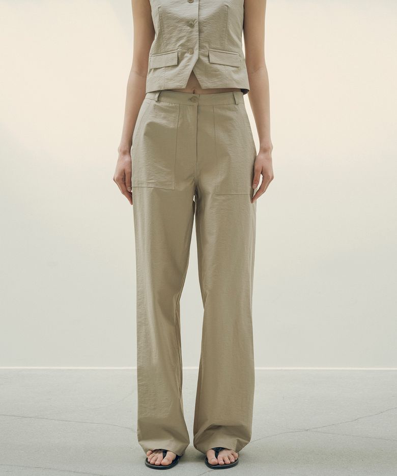 SIPT7125 와샤 퍼티그 팬츠_Khaki beige