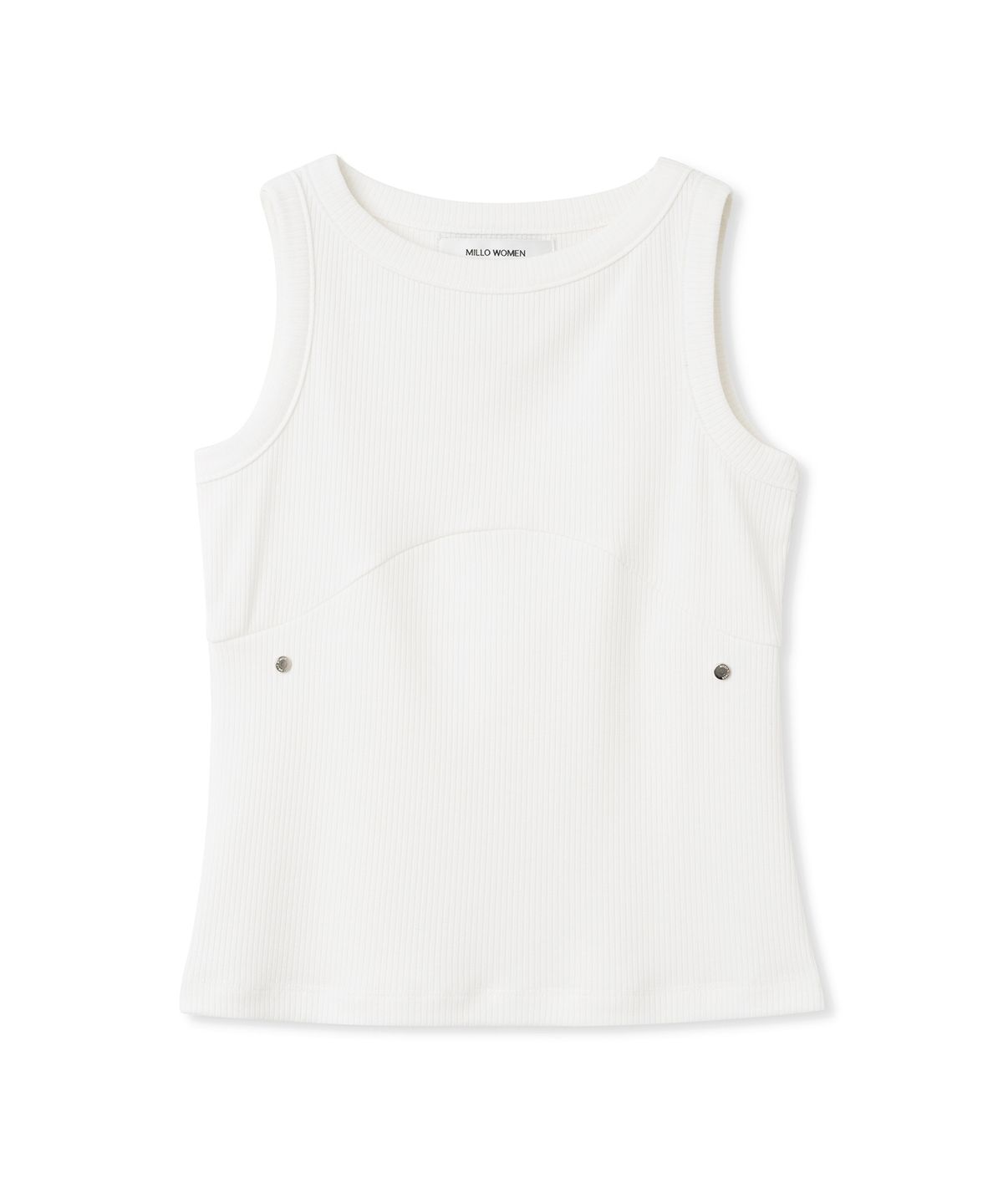밀로 우먼(MILLO WOMEN) 심볼 슬리브리스 탑 [화이트]