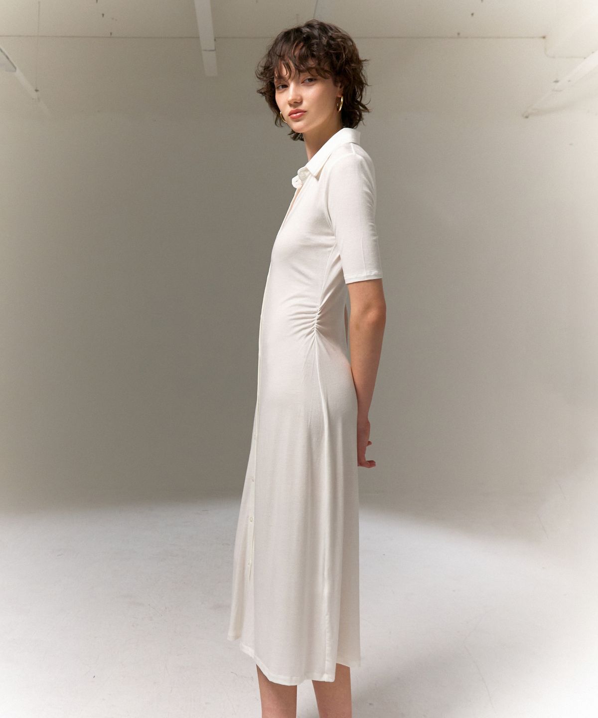 레트흐드레뚜왈(LETTRE DE LE TOILE) Cole button-up midi dress (white)