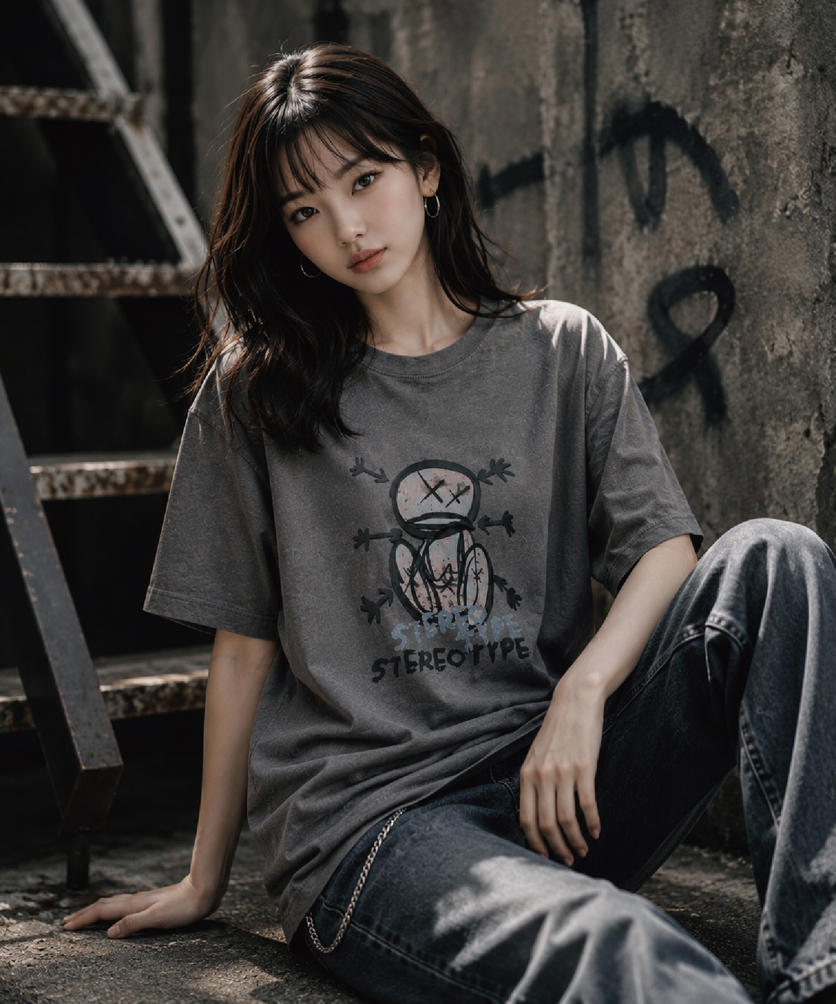 수아트(XHUA'T) 스테레오타입 피그먼트 워싱 티셔츠 샌드