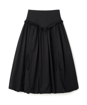 벌룬 셔링 맥시 스커트 [블랙]