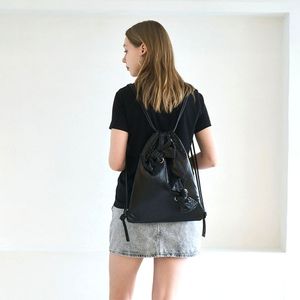 투 리본 백팩- 펄블랙, 실버