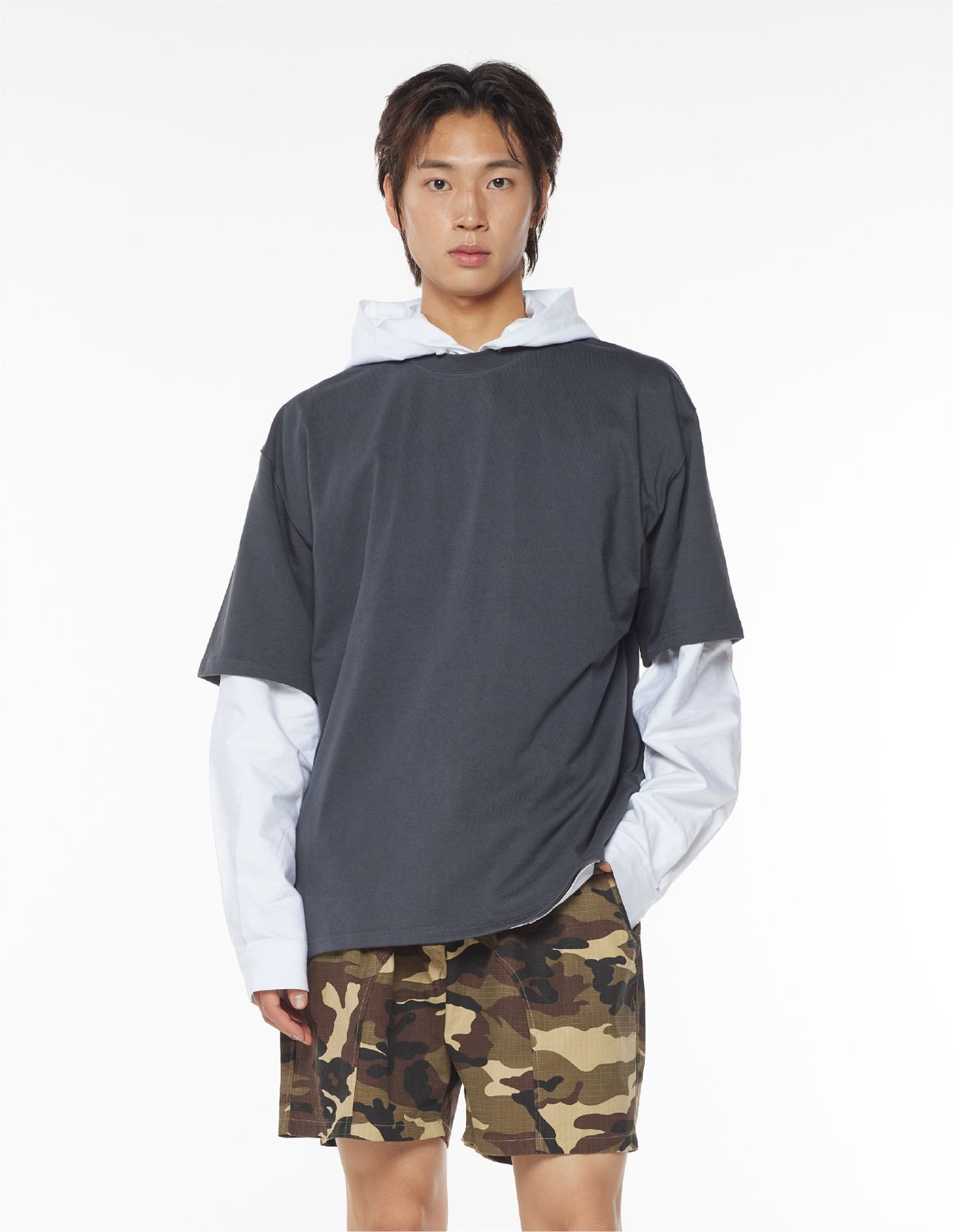 더스토리(THESTORI) [21.7oz / 8수] 심플 헤비 오버핏 반팔티 (차콜)