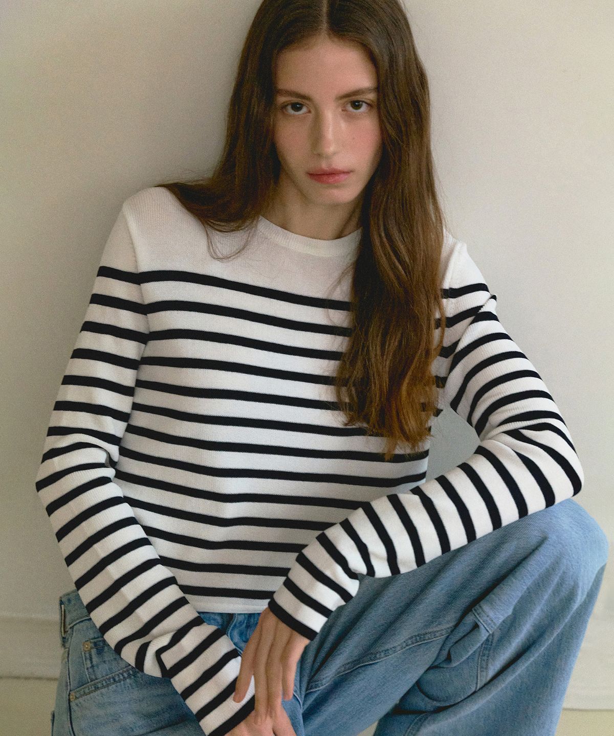 오떼뜨(OCTETTE) MARIN UNBALANCE CROP KNIT