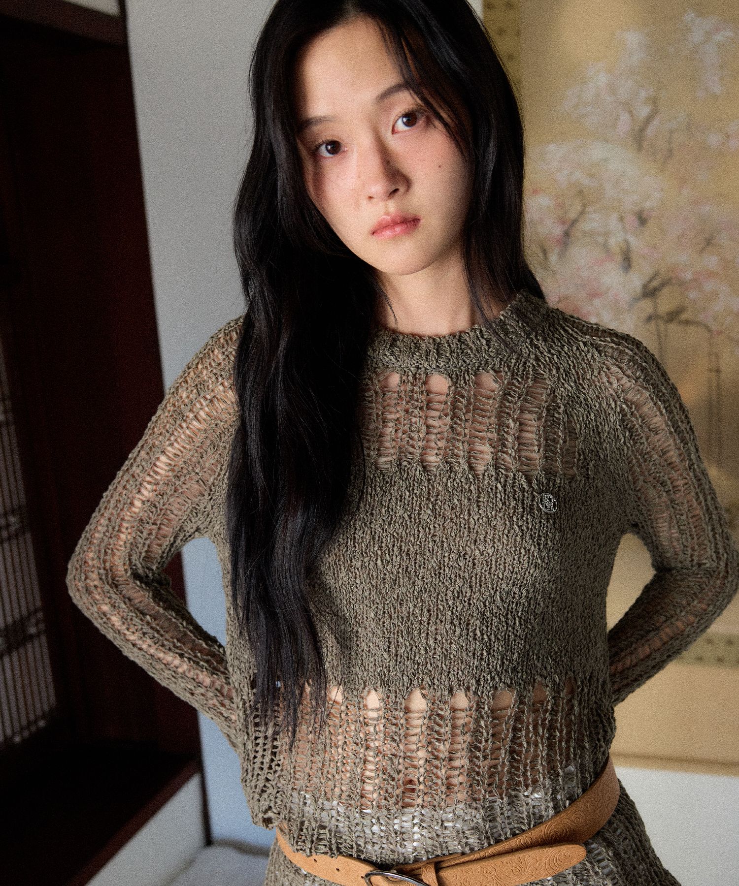 トップス theredthread damage tops & knit pants theredthread damage tops & knit pants Heather Taupe Knit
