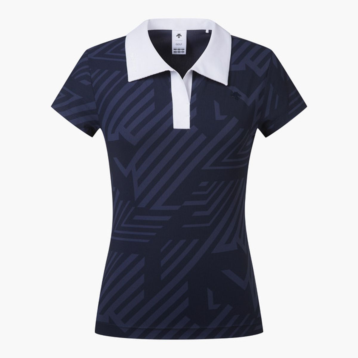 데상트 골프(DESCENTE GOLF) 여성 와이드 카라 패턴 반팔티셔츠 (DP22WFTS63)